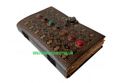 handmade embossed seven stone leather journal